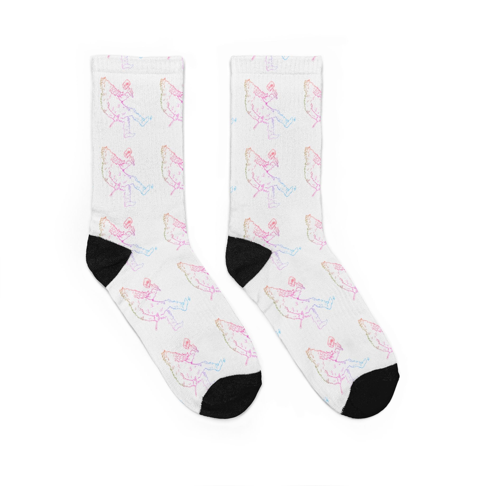 Neon Sasquatch Woodcarver Padded Crew Socks