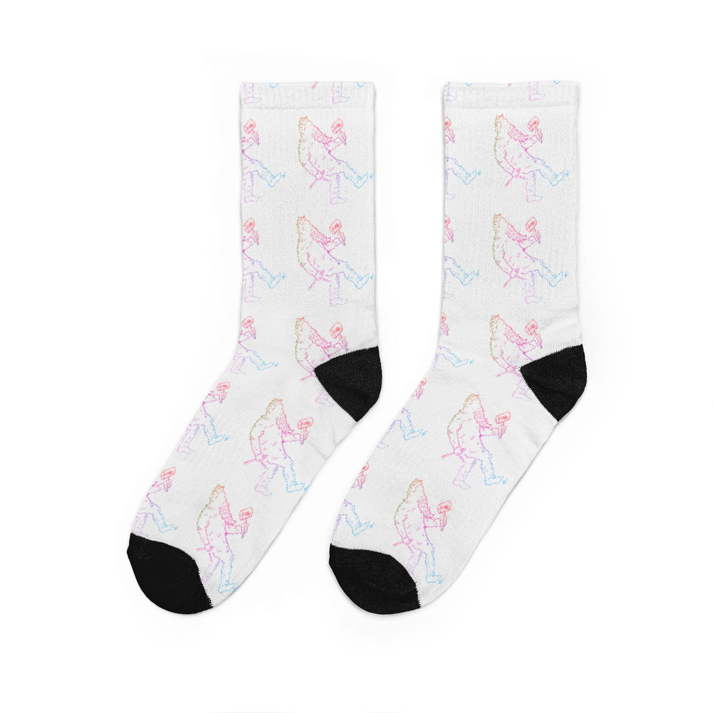 Neon Sasquatch Woodcarver Padded Crew Socks