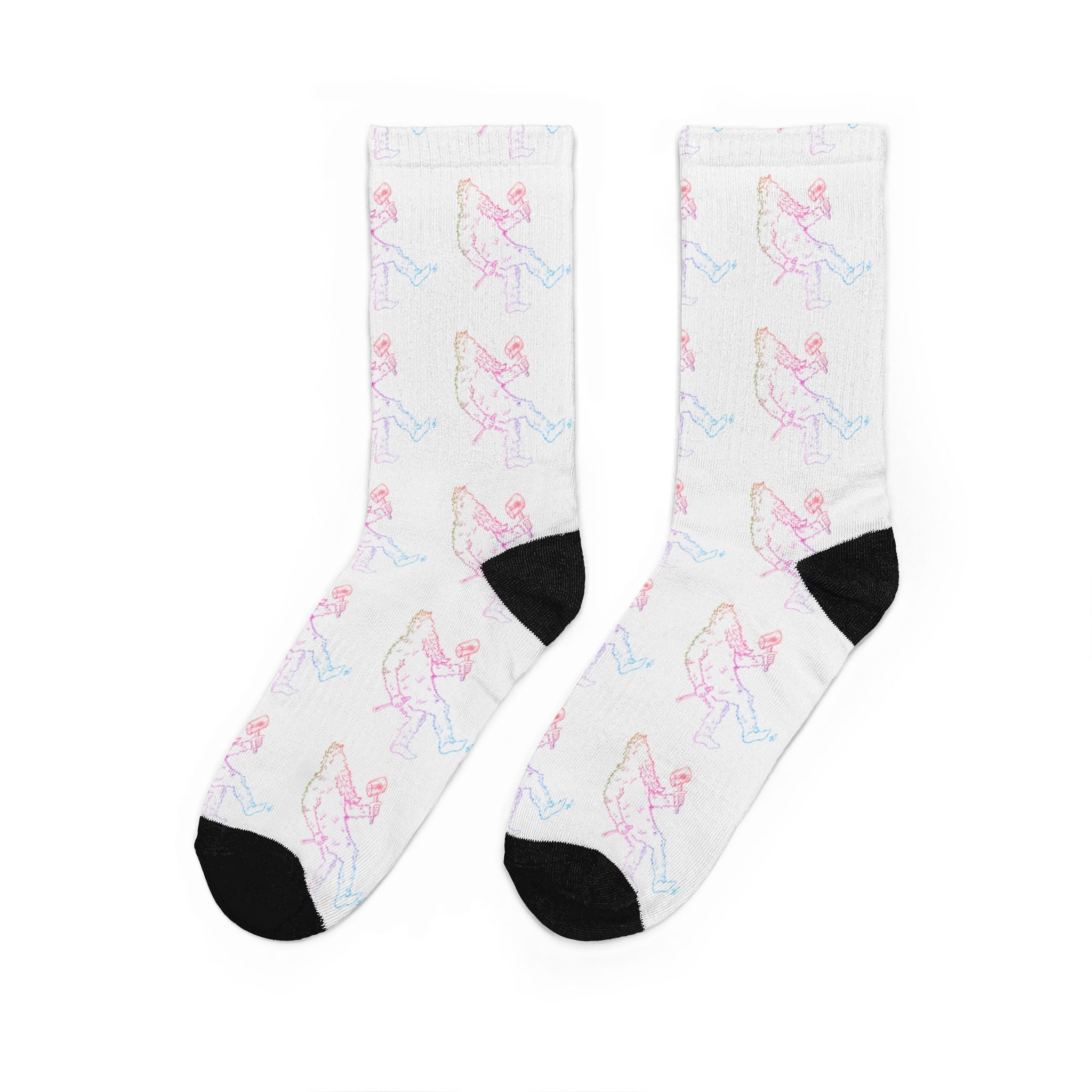 Neon Sasquatch Woodcarver Padded Crew Socks